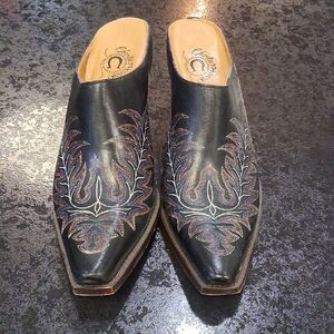 Chic Black Embroidered Mules by Charlie 1 Horse